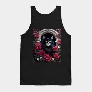 Cat with Roses - Modern digital art Tank Top